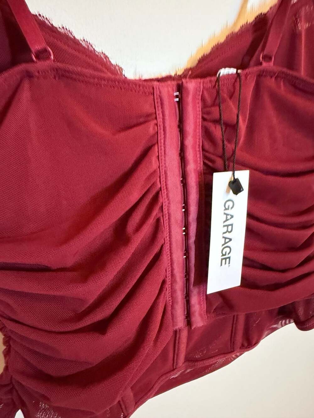 Garage Ally Mesh Peekaboo Bustier Sour Cherry - Picture 3 of 5